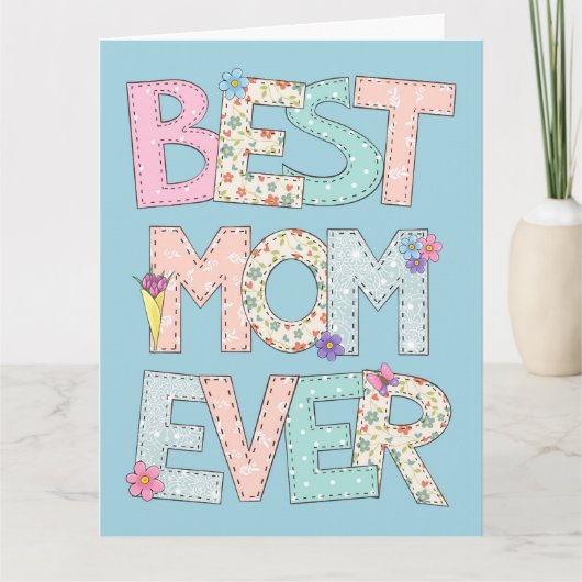 Beste Moeder ooit Blauwe Moederdag Kaart (Voorkant)