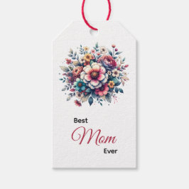 Beste moeder ooit bloeiende waterverf cadeaulabel