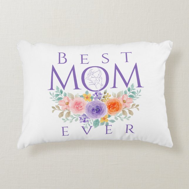 Beste moeder ooit bloeit, Moederdag Quote Accent Kussen (Voorkant)