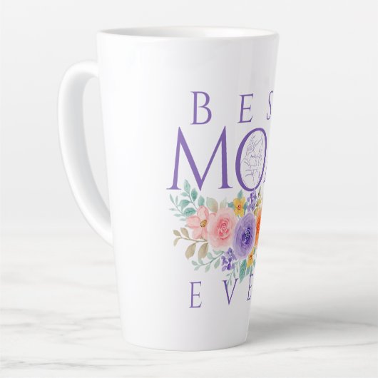 Beste moeder ooit bloeit, Moederdag Quote Latte Mok (Linkerhoek)