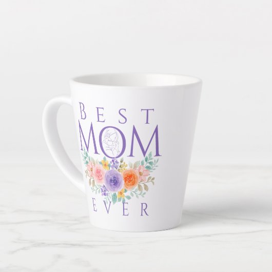Beste moeder ooit bloeit, Moederdag Quote Latte Mok (Linkerhoek)