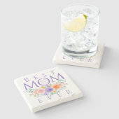 Beste moeder ooit bloeit, Moederdag Quote Stenen Onderzetter (Zijkant)