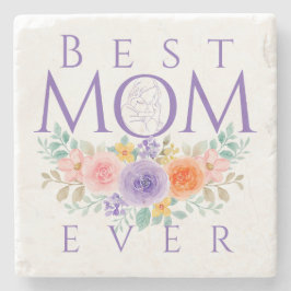 Beste moeder ooit bloeit, Moederdag Quote Stenen Onderzetter