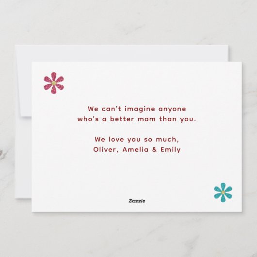 Beste Moeder Ooit Bloem 6 Foto Collage Moederdag Feestdagenkaart (Achterkant)