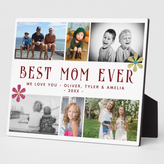 Beste moeder ooit Bloem 6 Fotocollage Keepsake Fotoplaat (Zijkant)