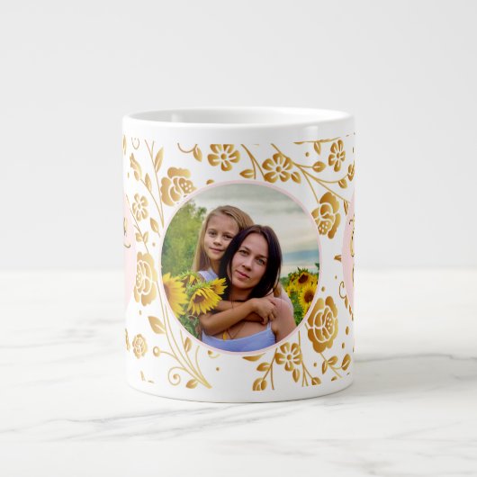 Beste Moeder Ooit Bloem Foto Moederdag Grote Koffiekop (Voorkant)