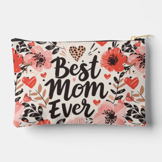 Beste moeder ooit bloem kleine accessoire zakje etui (Achterkant)