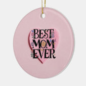 Beste moeder ooit bloemen en roze hart keramisch ornament (Links)