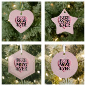 Beste moeder ooit bloemen en roze hart keramisch ornament