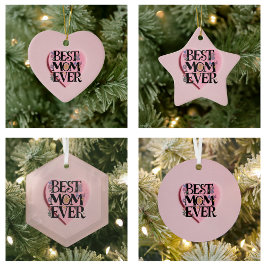 Beste moeder ooit bloemen en roze hart keramisch ornament