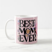 Beste moeder ooit bloemen en roze hart koffiemok (Links)