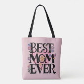 Beste moeder ooit bloemen en roze hart tote bag (Achterkant)
