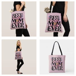 Beste moeder ooit bloemen en roze hart tote bag