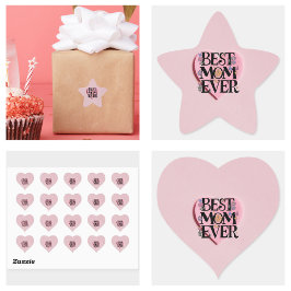 Beste moeder ooit bloemen en roze hart vierkante sticker