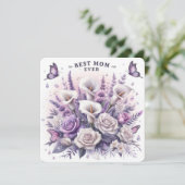Beste Moeder Ooit Bloemen en Vlinders Feestdagenkaart (Staand voorkant)