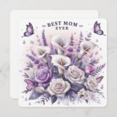 Beste Moeder Ooit Bloemen en Vlinders Feestdagenkaart (Voorkant / Achterkant)