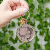 Beste Moeder Ooit  Bloemen Goud Lijst Ronde Naam Sleutelhanger (Hand)