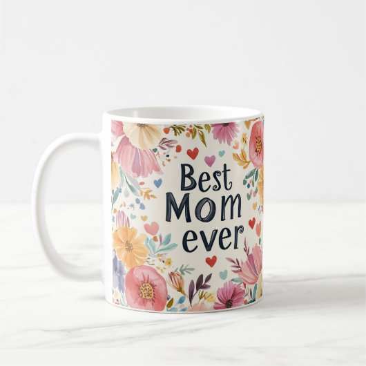 Beste moeder ooit bloemen Moederdag koffie mok 1 (Links)
