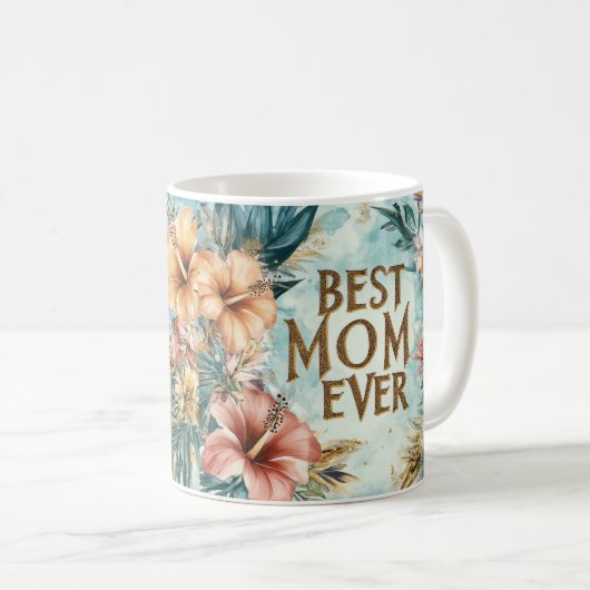 Beste moeder ooit bloemen Moederdag koffie mok 2 (Voorkant rechts)