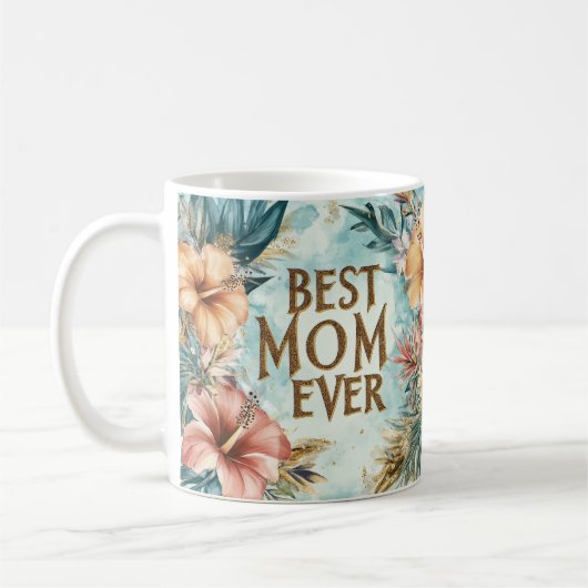 Beste moeder ooit bloemen Moederdag koffie mok 2 (Links)