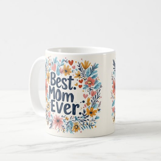 Beste moeder ooit bloemen Moederdag koffie mok 3 (Voorkant links)