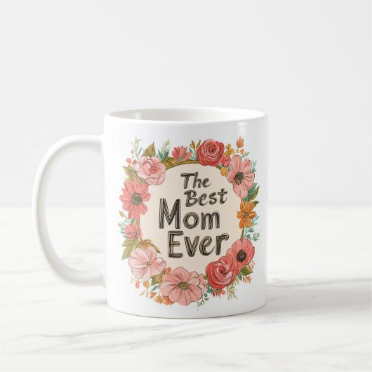 Beste moeder ooit bloemen Moederdag koffie mok 4 (Links)