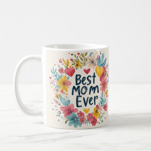 Beste moeder ooit bloemen Moederdag koffie mok 5 (Links)