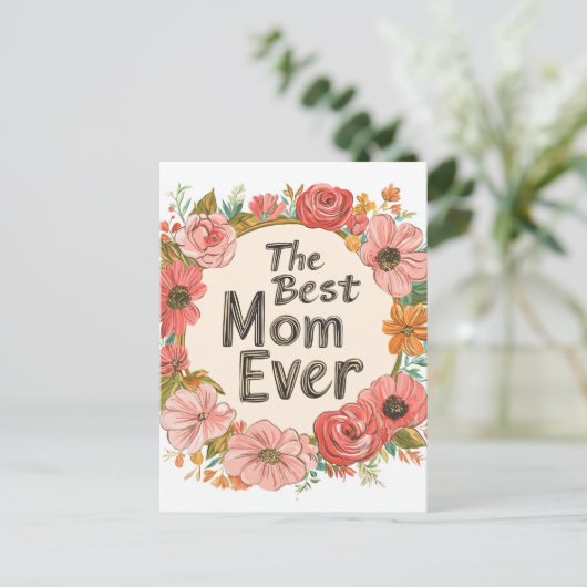 Beste moeder ooit bloemen Moederdag vakantie Brief Feestdagenkaart (Staand voorkant)