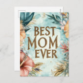 Beste moeder ooit bloemen Moederdag vakantie Brief Feestdagenkaart (Voorkant / Achterkant)