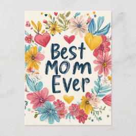 Beste moeder ooit bloemen Moederdag vakantie Brief Feestdagenkaart