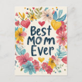 Beste moeder ooit bloemen Moederdag vakantie Brief Feestdagenkaart (Voorkant)