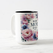 Beste moeder ooit Bloemen Mok - Elegante pioen & p (Voorkant links)