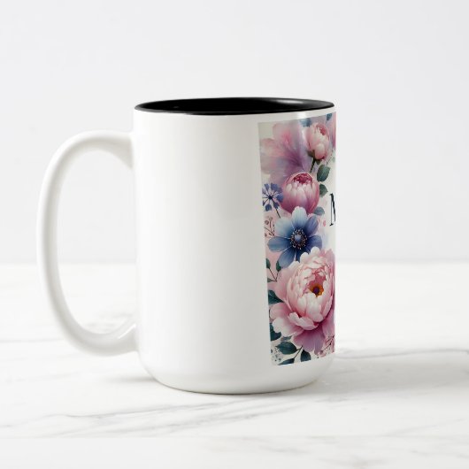 Beste moeder ooit Bloemen Mok - Elegante pioen & p (Links)