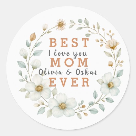 Beste moeder ooit Bloemen Sticker | Moederdag Gift (Voorkant)