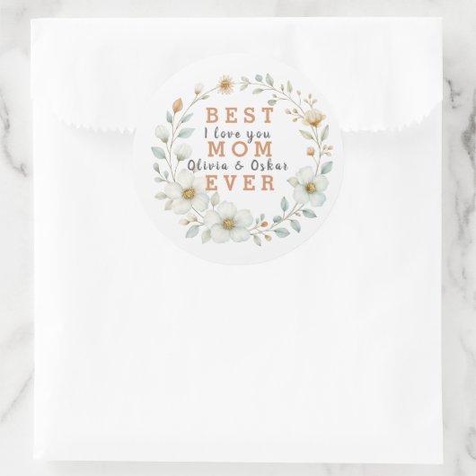 Beste moeder ooit Bloemen Sticker | Moederdag Gift (Tas)