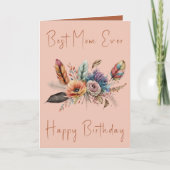 Beste moeder ooit bloemen verjaardag bruin koraal kaart (Voorkant)