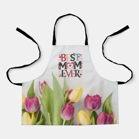 Beste Moeder Ooit Bloemendesign Schort (Voorkant)