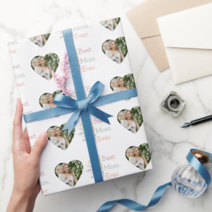 Beste moeder ooit bloemenhart fotocollage cadeaupapier