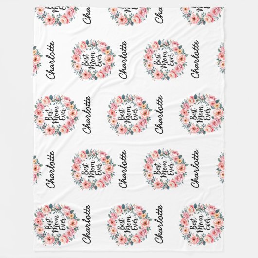 Beste moeder ooit | bloemenkrans | Schattigee Moed Fleece Deken (Voorkant)