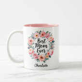 Beste moeder ooit | bloemenkrans | Schattigee Moed Tweekleurige Koffiemok (Links)