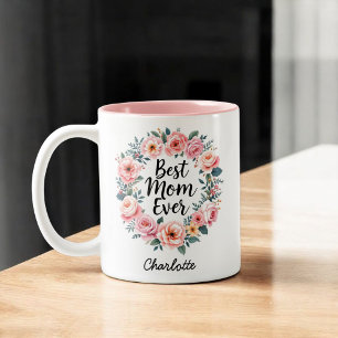Beste moeder ooit   bloemenkrans   Schattigee Moed Tweekleurige Koffiemok