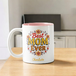Beste moeder ooit Bloemenkrans | Schattigee Moeder Tweekleurige Koffiemok