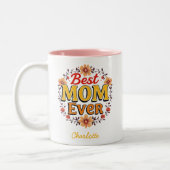 Beste moeder ooit Bloemenkrans | Schattigee Moeder Tweekleurige Koffiemok (Links)