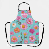 Beste Moeder Ooit bloemenwitte madeliefjes roze bl Schort (Voorkant)