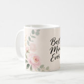 Beste Moeder Ooit Bloemig Cadeauontwerp Koffiemok (Voorkant links)