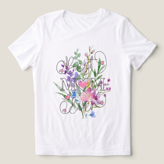 Beste Moeder Ooit Bloemig Watercolorontwerp  Tri-Blend Shirt (Design voorkant)