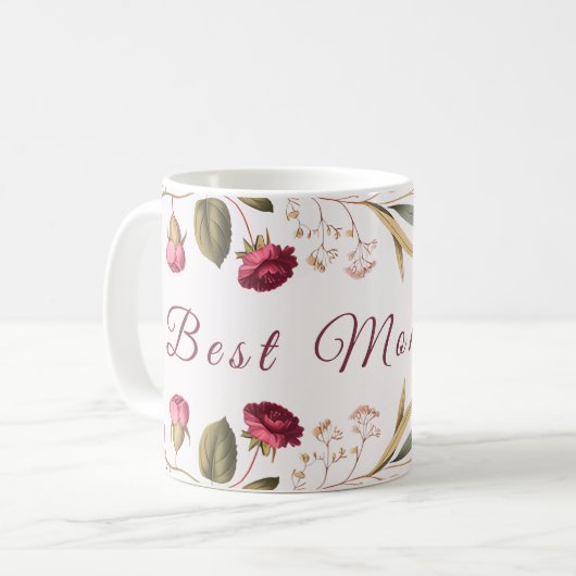 Beste Moeder Ooit Bloemige Koffiemok (Voorkant links)