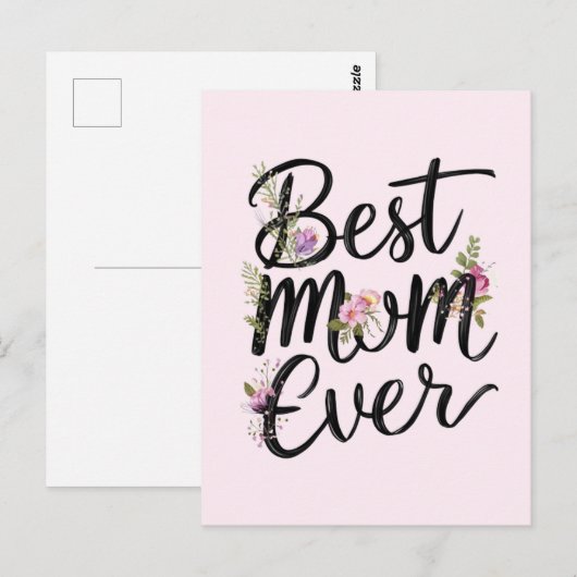 Beste moeder ooit bloemontwerp  briefkaart (Voorkant / Achterkant)