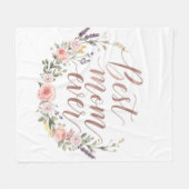 Beste Moeder Ooit – Bloemrijke Calligrafie Fleece Deken (Voorkant (Horizontaal))