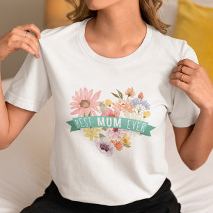 Beste moeder ooit Blooming Wildbloemen Hart Foto Tri-Blend Shirt